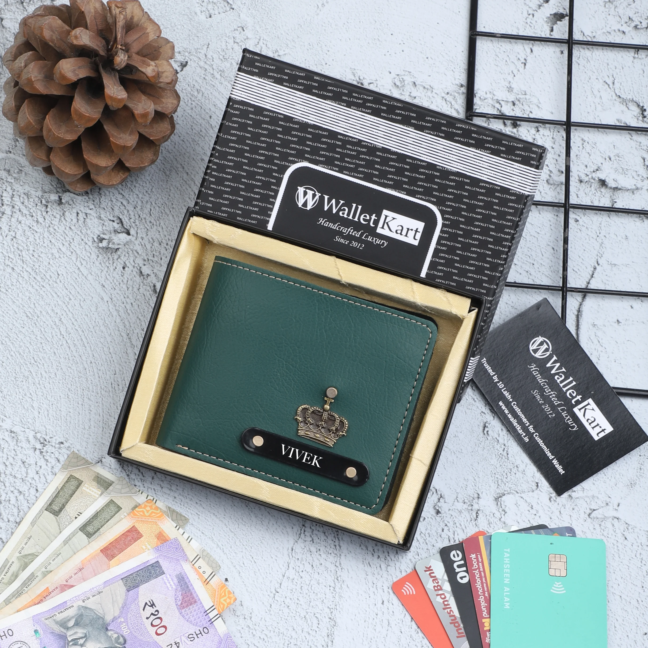 Personalised Leather Wallet for Men with Name & Charm | Custom Engraved Gift - Image 7