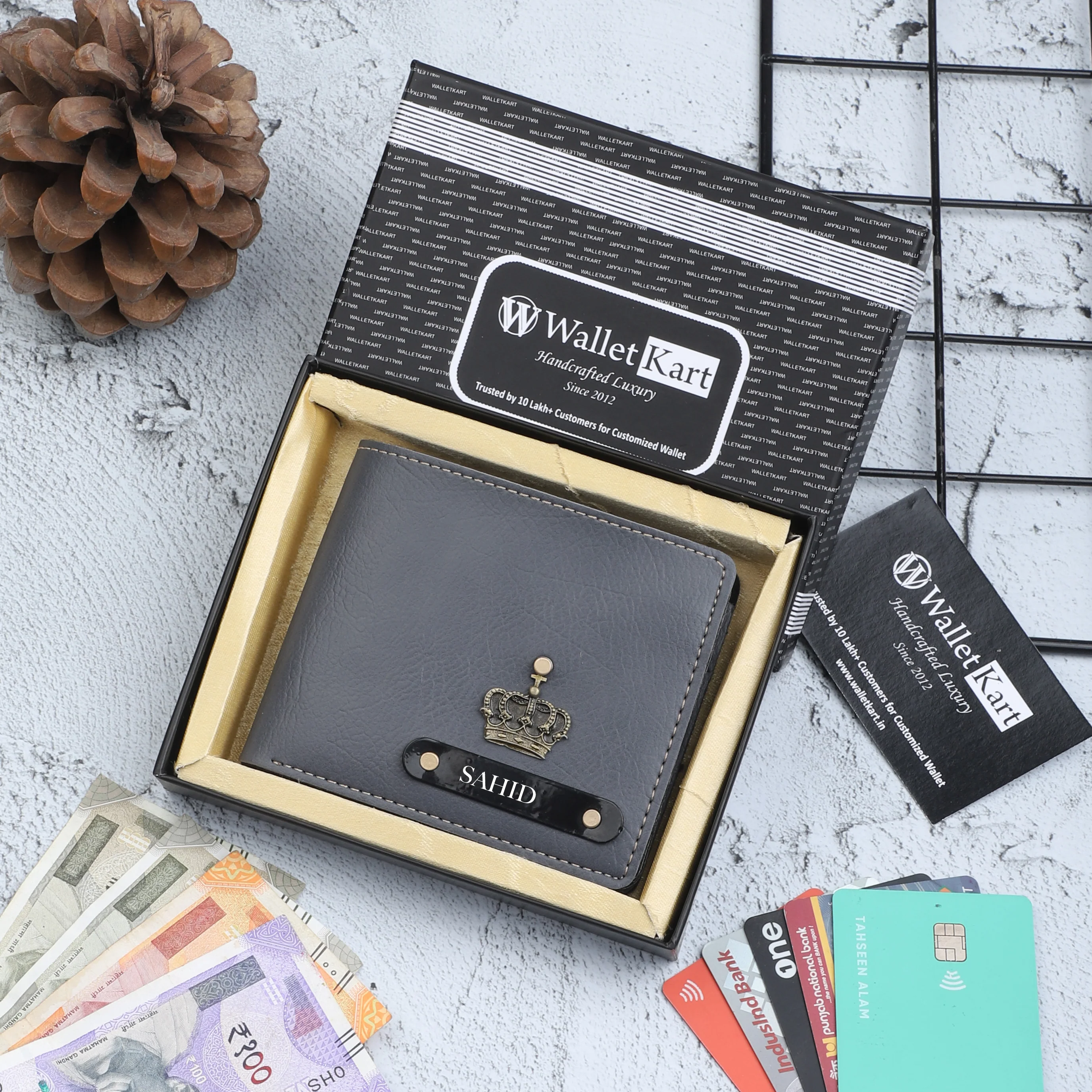 Personalised Leather Wallet for Men with Name & Charm | Custom Engraved Gift - Image 8