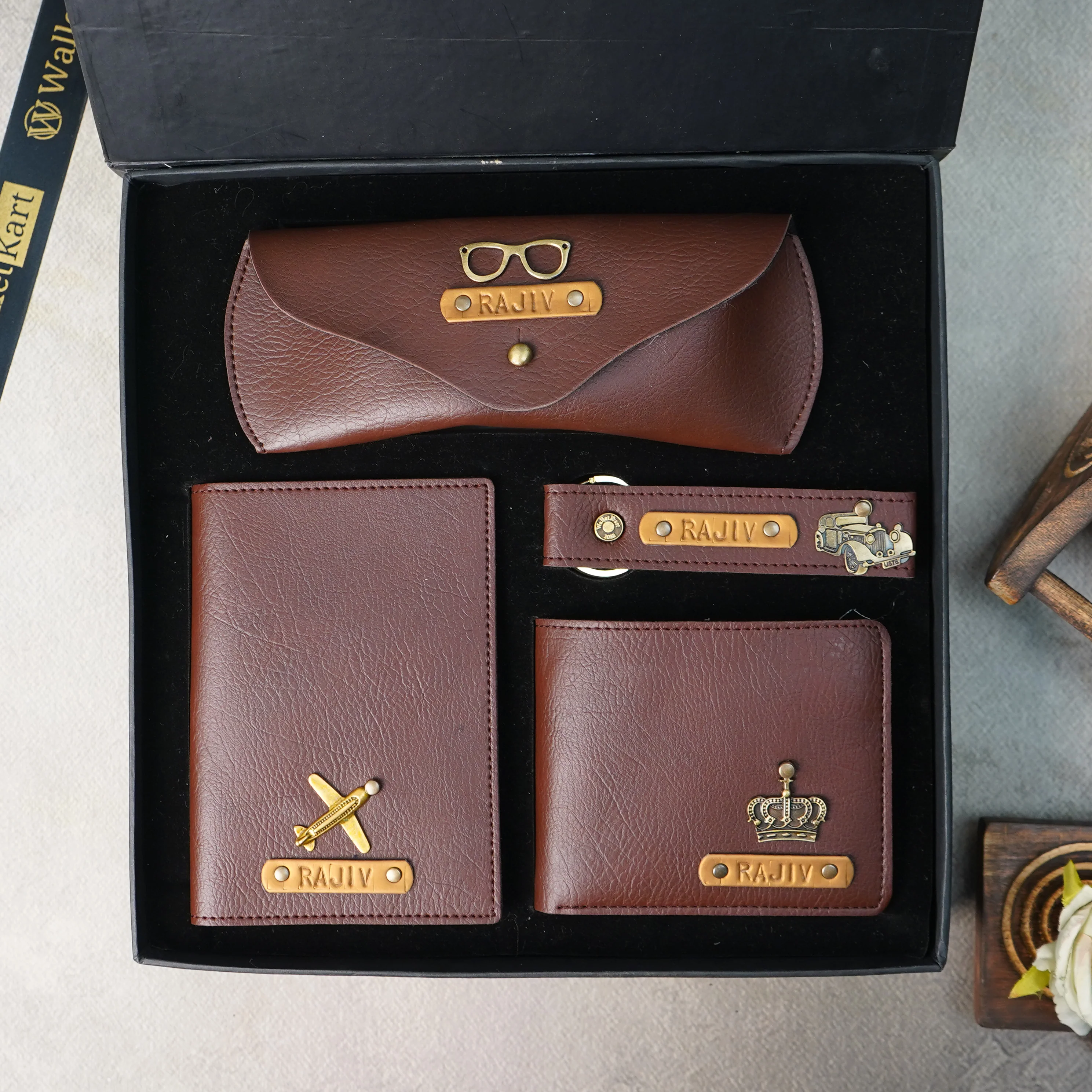 Personalised 4-in-1 Men's Wallet Combo with Embossed Name Leather Strip and Charm For Boyfriend, Husband & Father On Birthday and Anniversary - Image 4