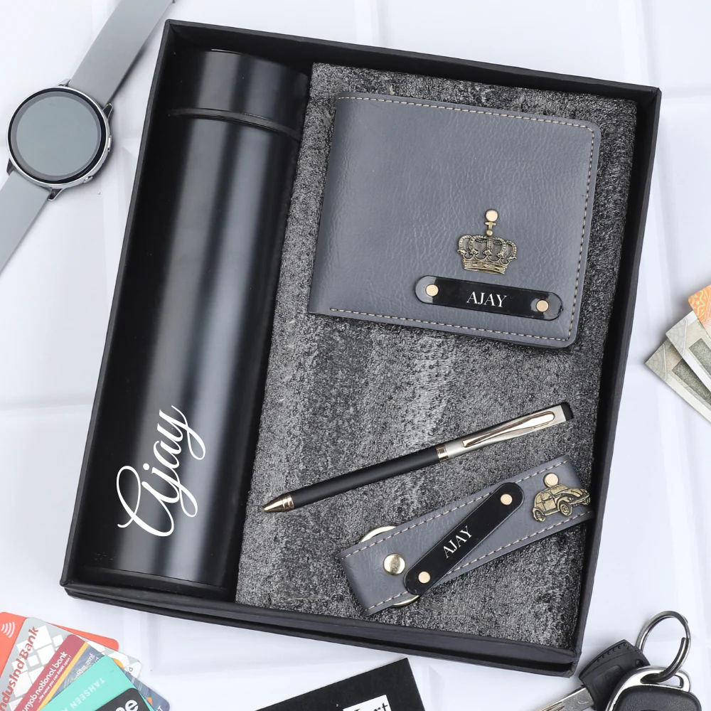 Name Engraved Wallet, Pen, Keychain & Bottle for Men | 4-in-1 Gift Combo - Image 4