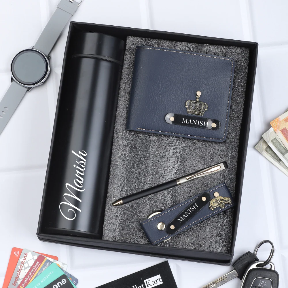 Name Engraved Wallet, Pen, Keychain & Bottle for Men | 4-in-1 Gift Combo - Image 5