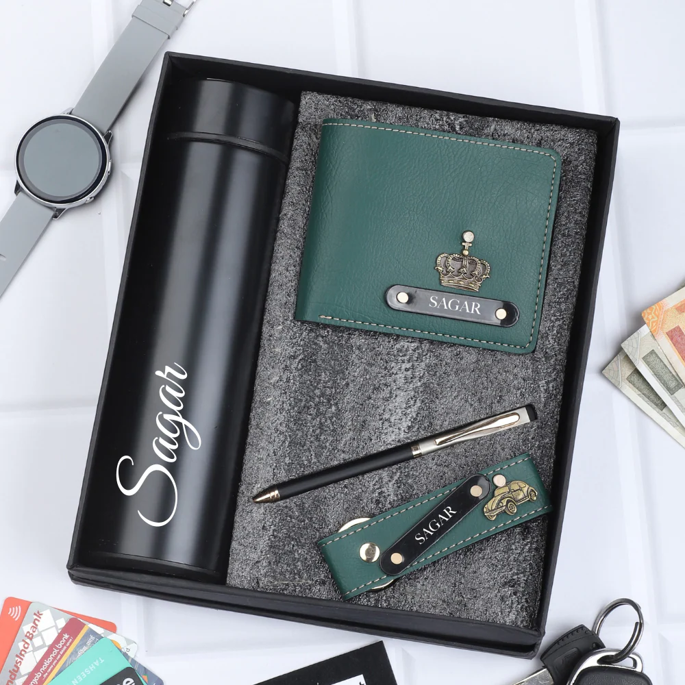 Name Engraved Wallet, Pen, Keychain & Bottle for Men | 4-in-1 Gift Combo - Image 8