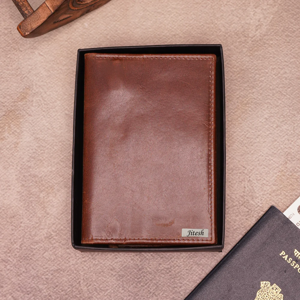 Personalized Genuine Leather Passport Cover with Name - Image 5