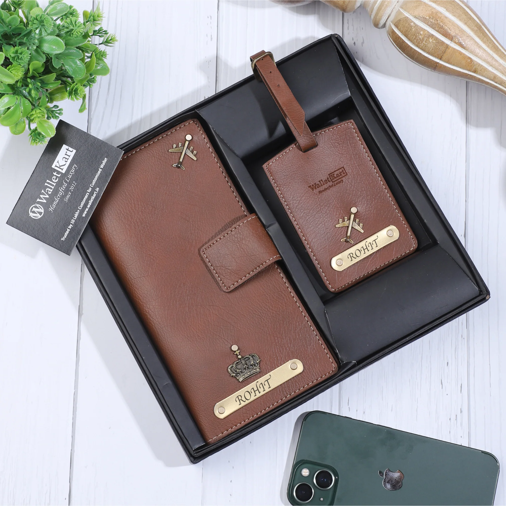 Personalized Travel Wallet and luggage tag with Name & Charm - Image 3