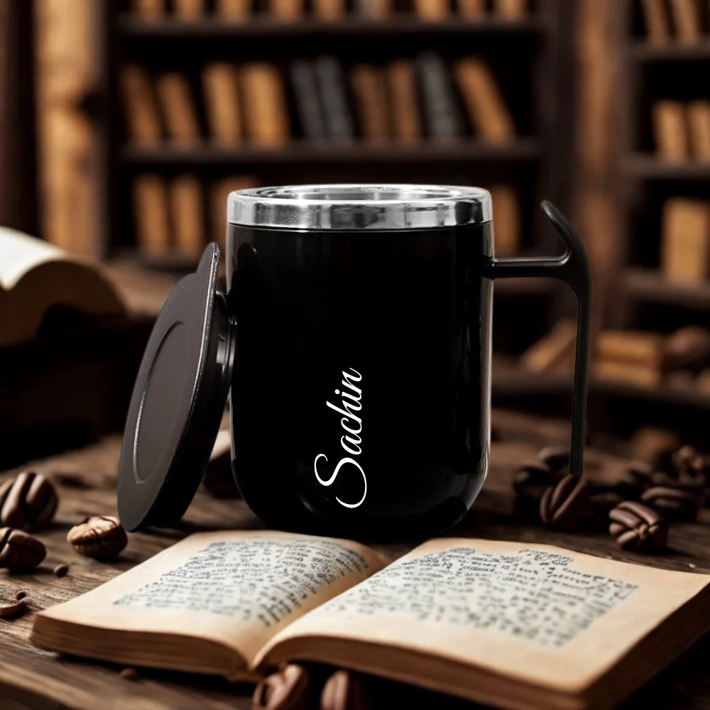 Personalized Vacuum Insulated Stainless Steel Coffee Mug | Black - Image 4