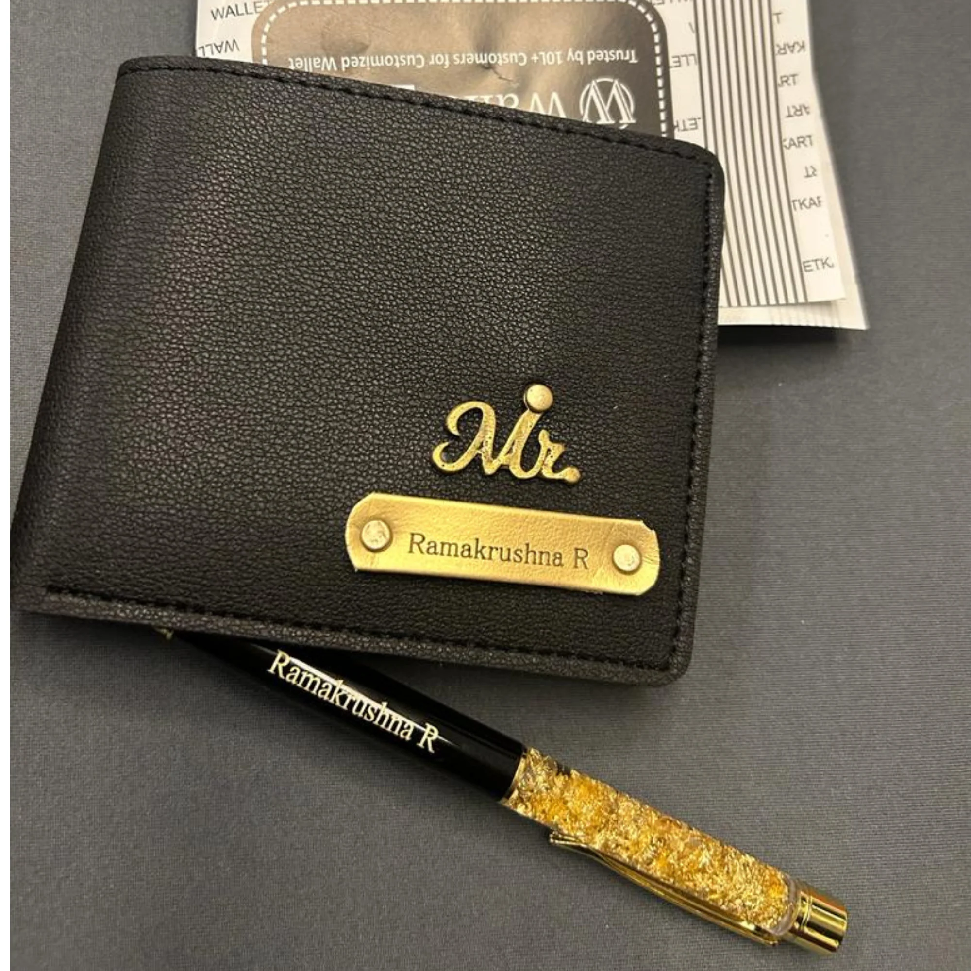 Personalised Men's Wallet, Pen, Diary & Temperature Bottle (Black Color Combo) - Image 7