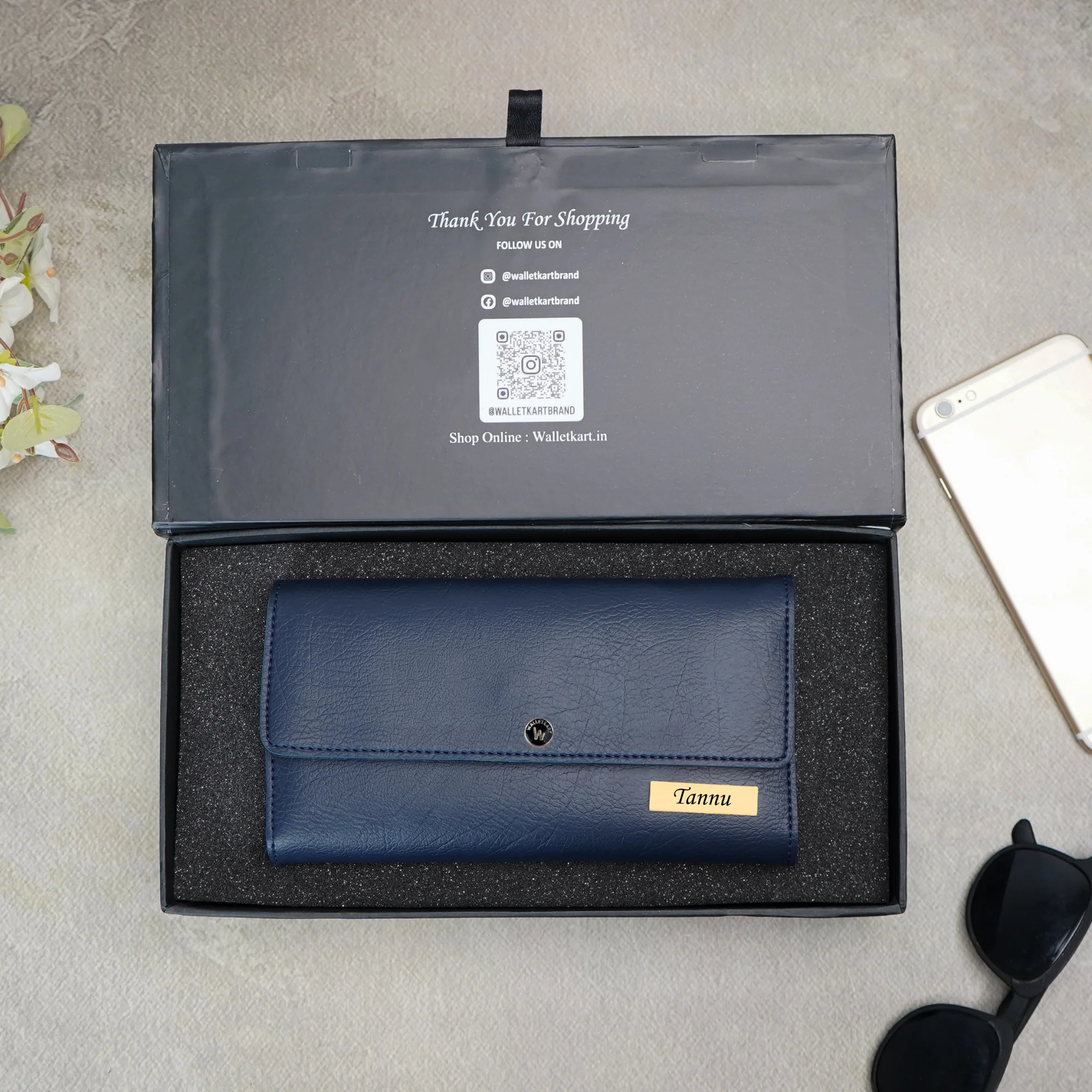 Personalised Women’s Clutch with Name Plate & Charm - Image 5