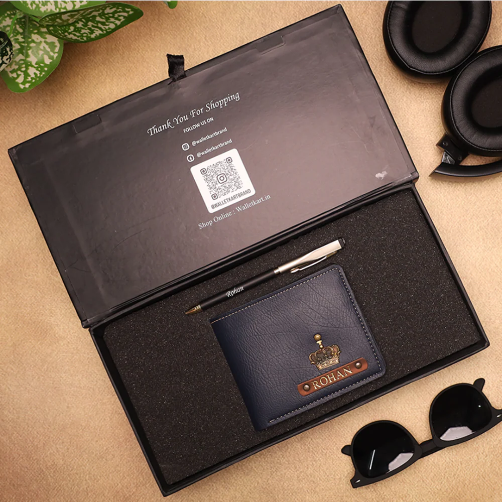 Personalised 2-in-1 Leather Mens' Wallet with Golden Foil Name Strip & Charm and Pen For Boyfriend, Husband & Father On Birthday and Anniversary - Image 7