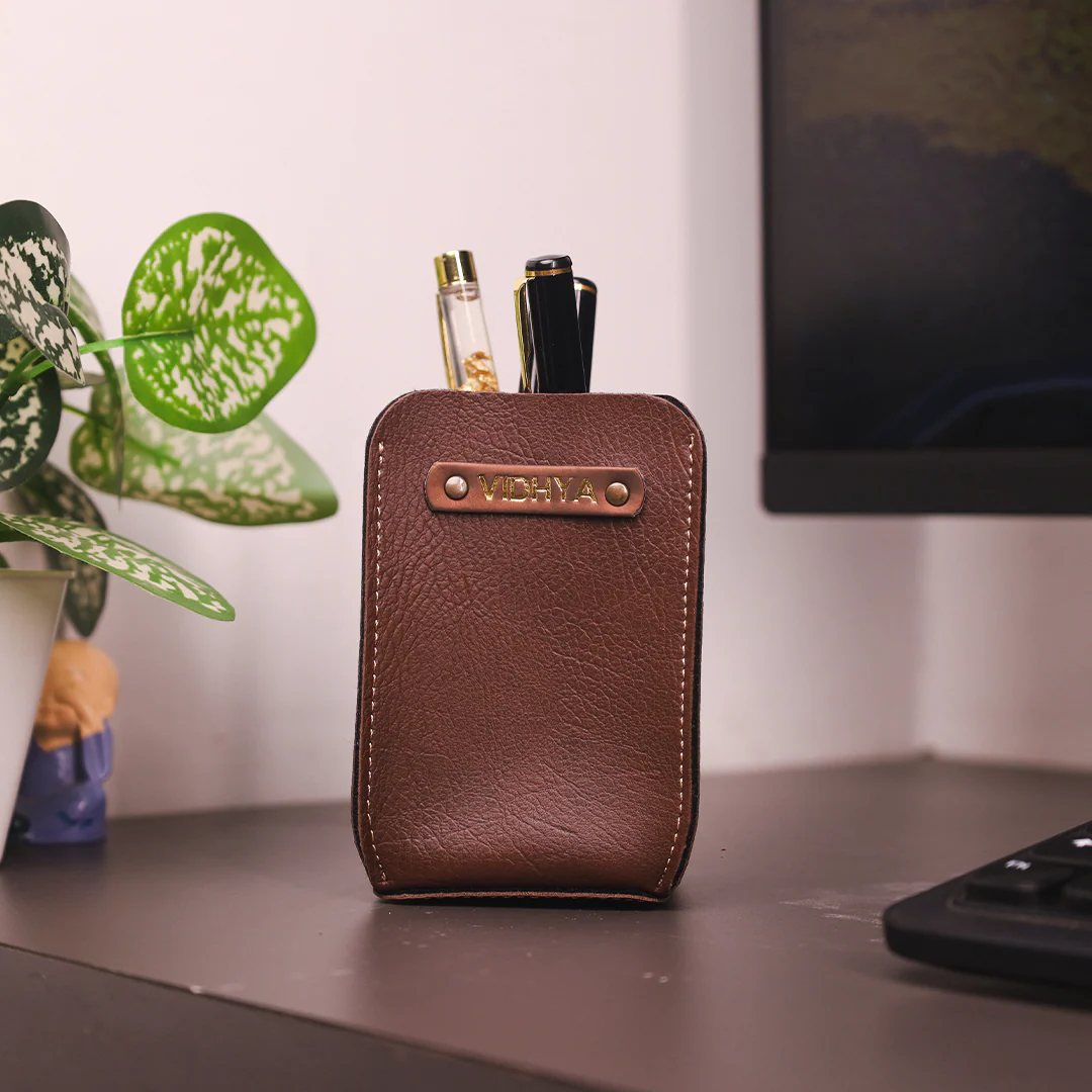 Premium Office & Desk Essential – Personalized Premium Leather Pen Holder - Image 4