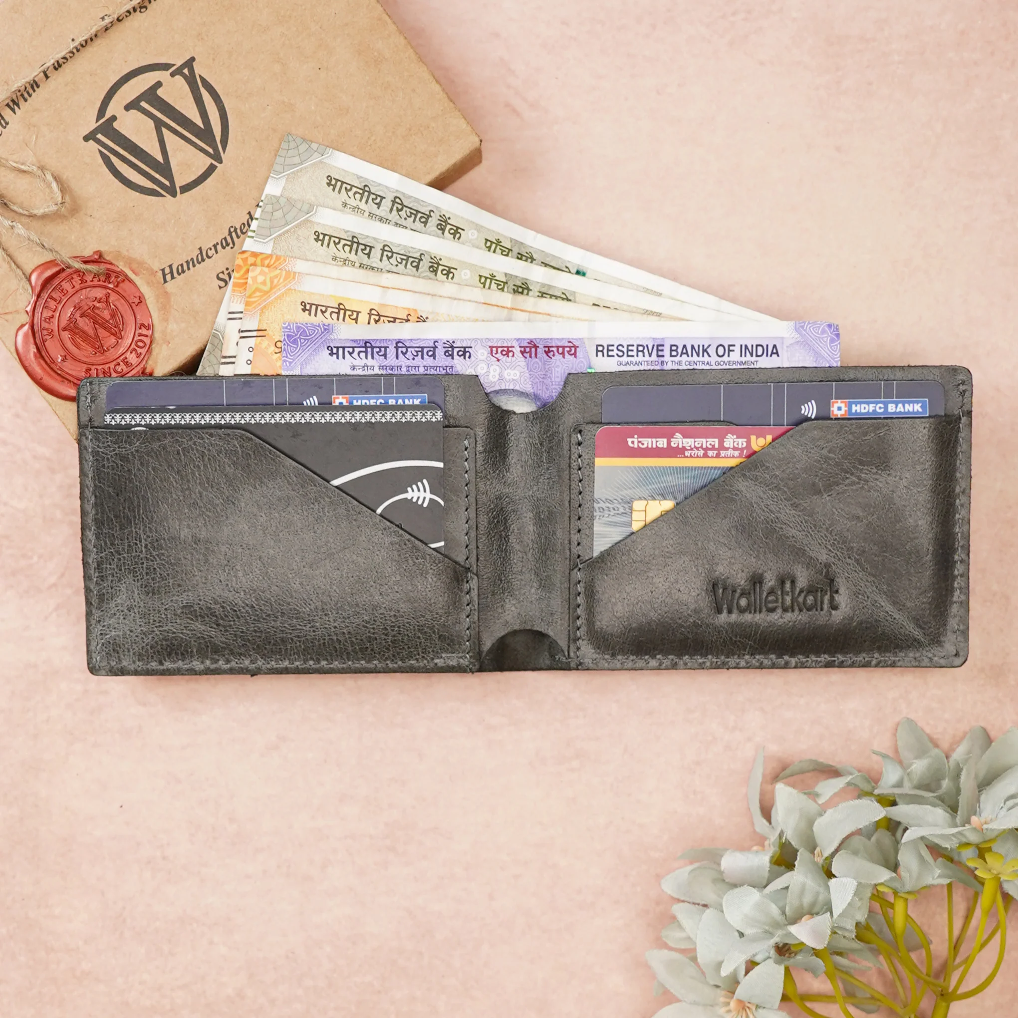 Premium Handmade Genuine Leather Men's Wallet with Name Engarved on metal Plate (STYLE ID #29) - Image 6