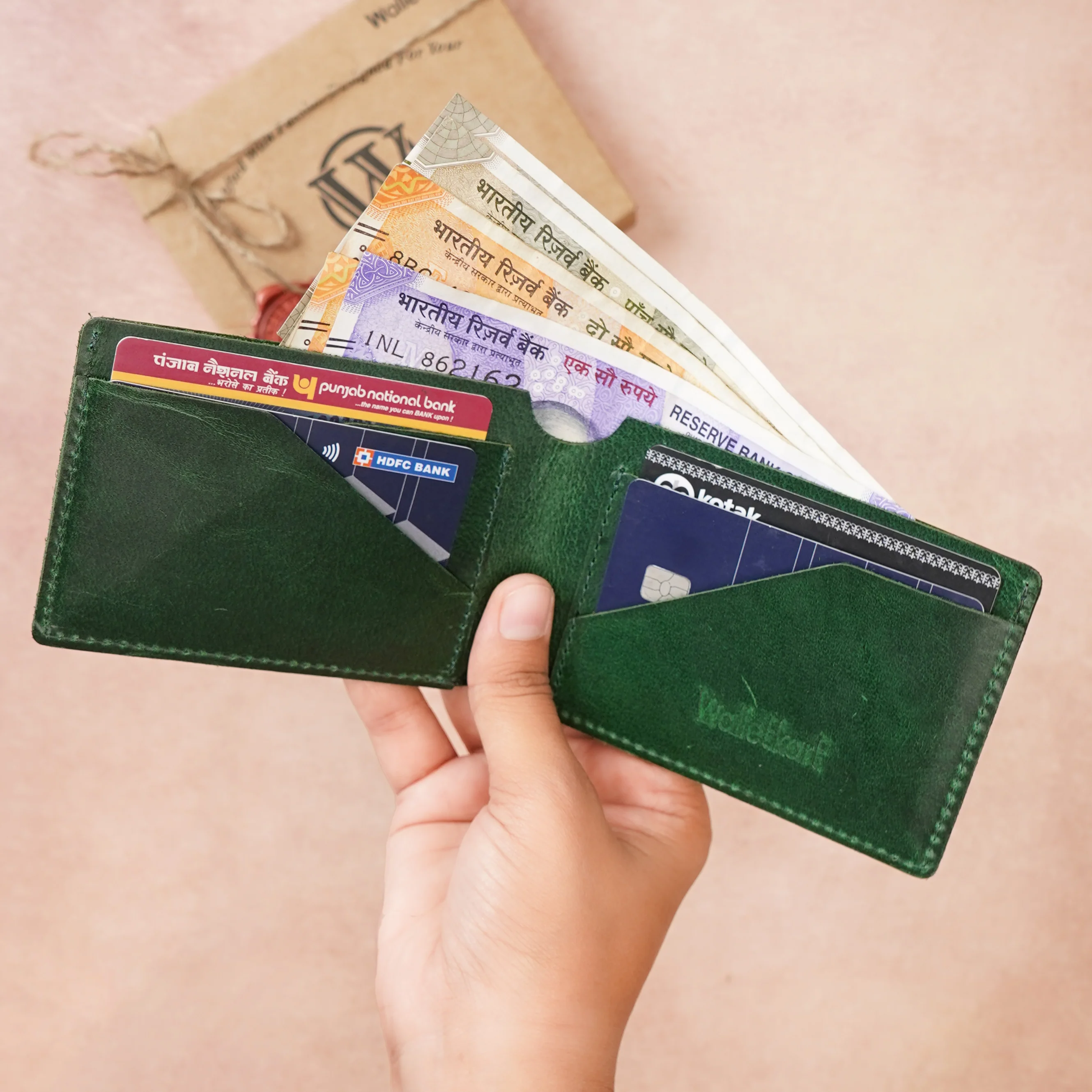 Premium Handmade Genuine Leather Men's Wallet with Name Engarved on metal Plate (STYLE ID #29) - Image 7