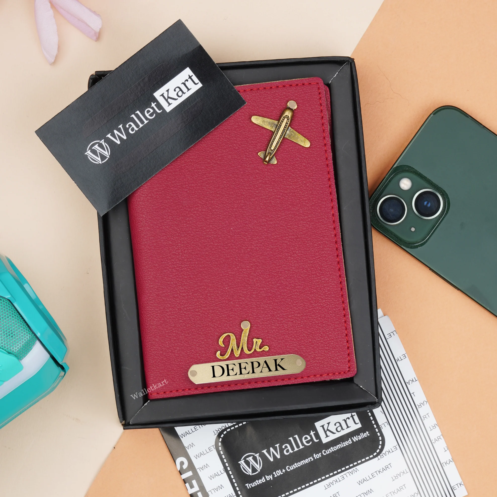 Personalized Passport Cover with Name & Charm - Image 9
