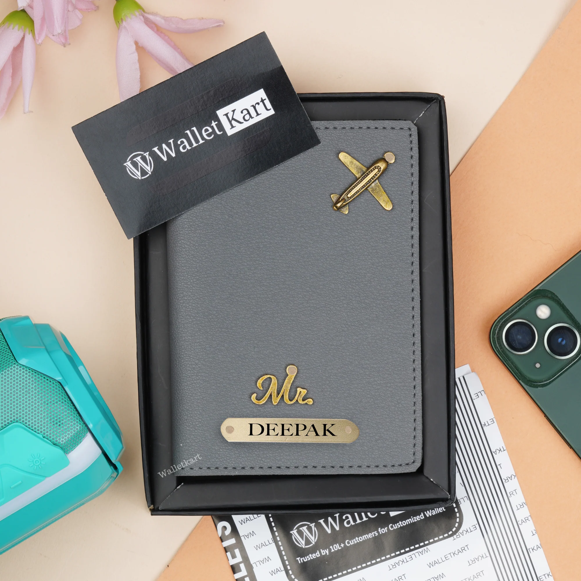 Personalized Passport Cover with Name & Charm - Image 6