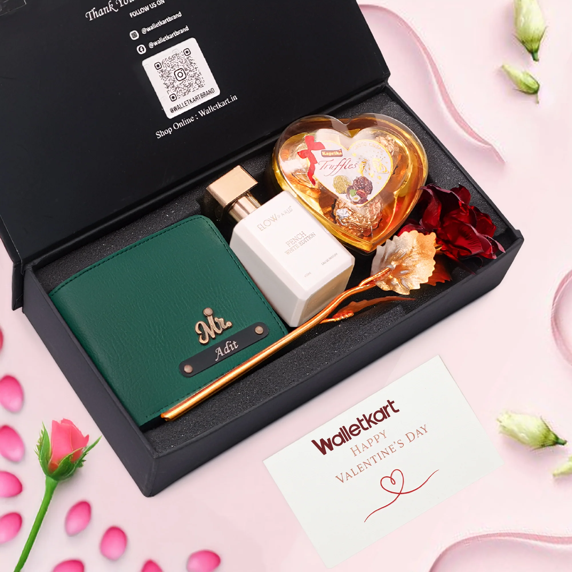 Valentine Moments Gift Set For Boyfriend Husband – Men's Wallet, Perfume, Rose & Chocolates - Image 5