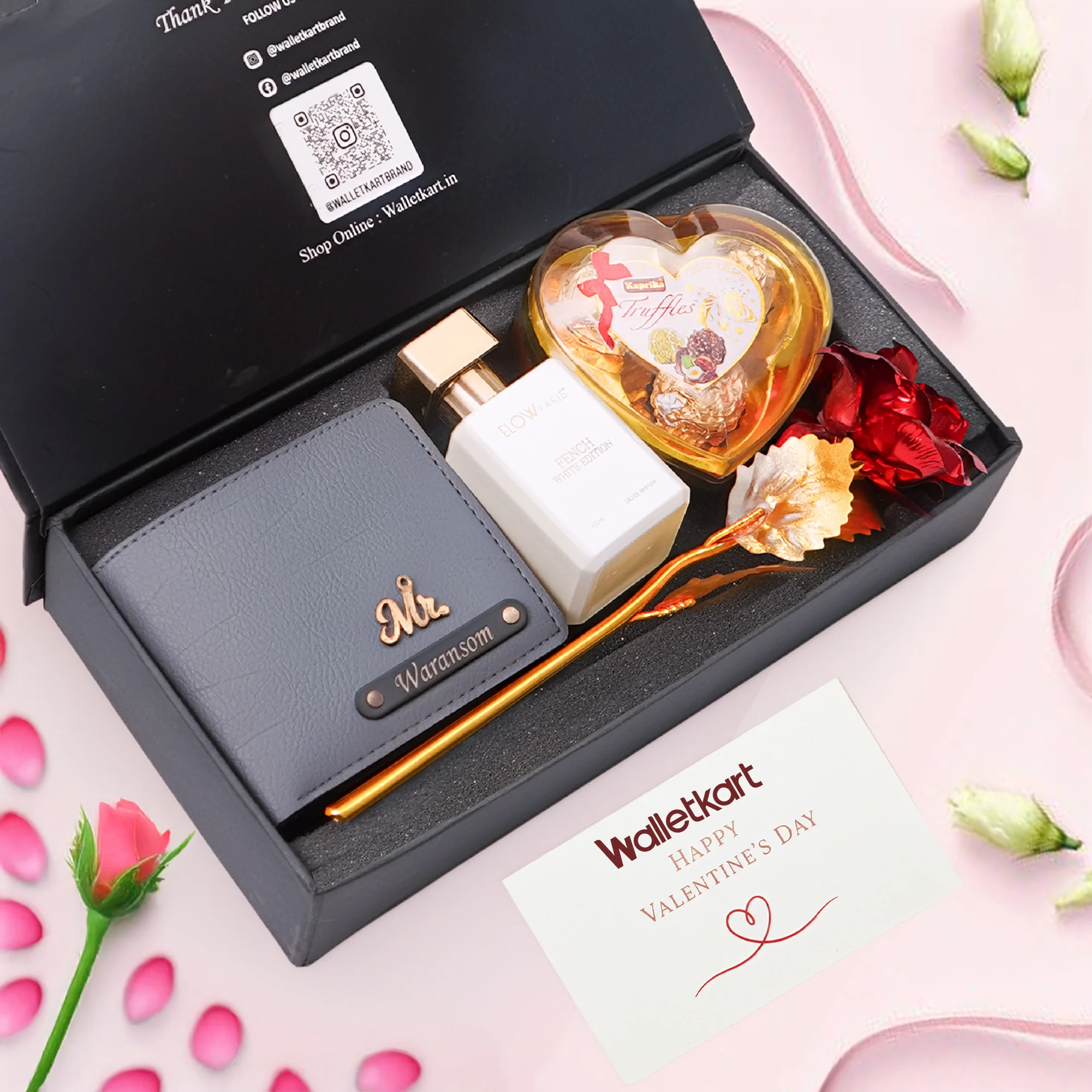 Valentine Moments Gift Set For Boyfriend Husband – Men's Wallet, Perfume, Rose & Chocolates - Image 6