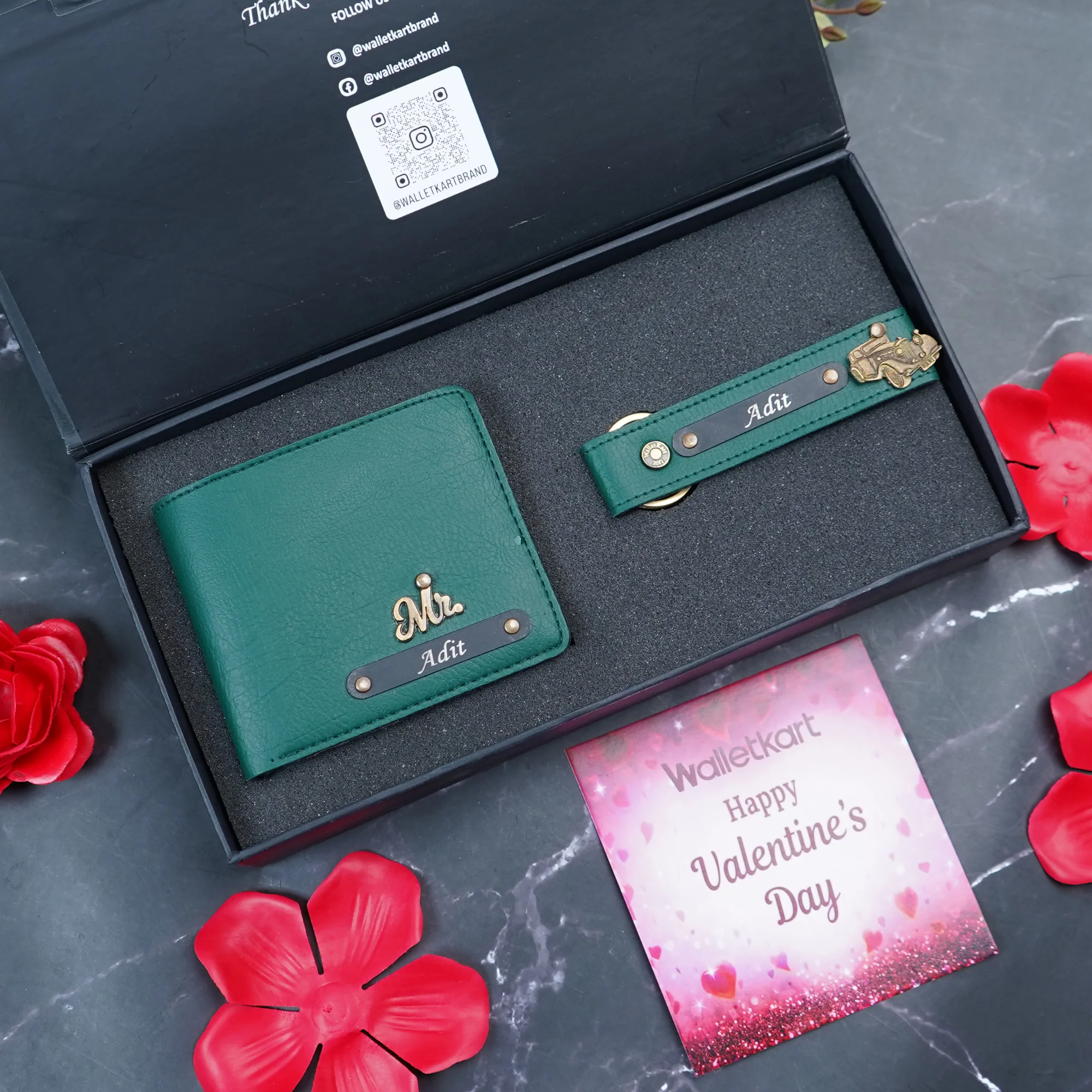 Valentine Gift Set For Boyfrined Husband – Personalized Leather Men's Wallet & Keychain with Engraved Name - Image 5