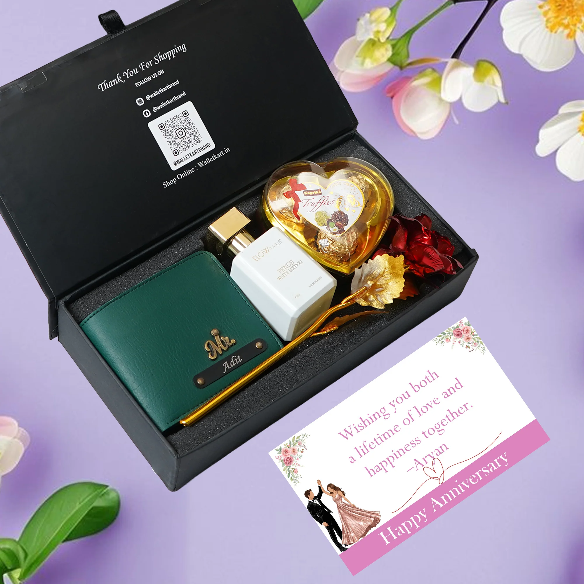 Anniversary Moments Gift Set for Boyfriend & Husband – Men’s Wallet, Perfume, Rose & Chocolates - Image 6