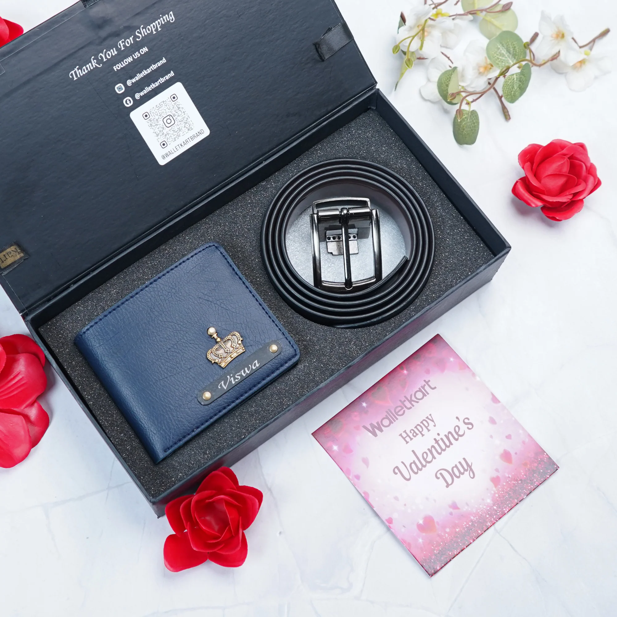 Valentine Gift Set For Boyfriend Husband – Personalized Leather Men's Wallet & Belt Combo with Name and Charm - Image 5