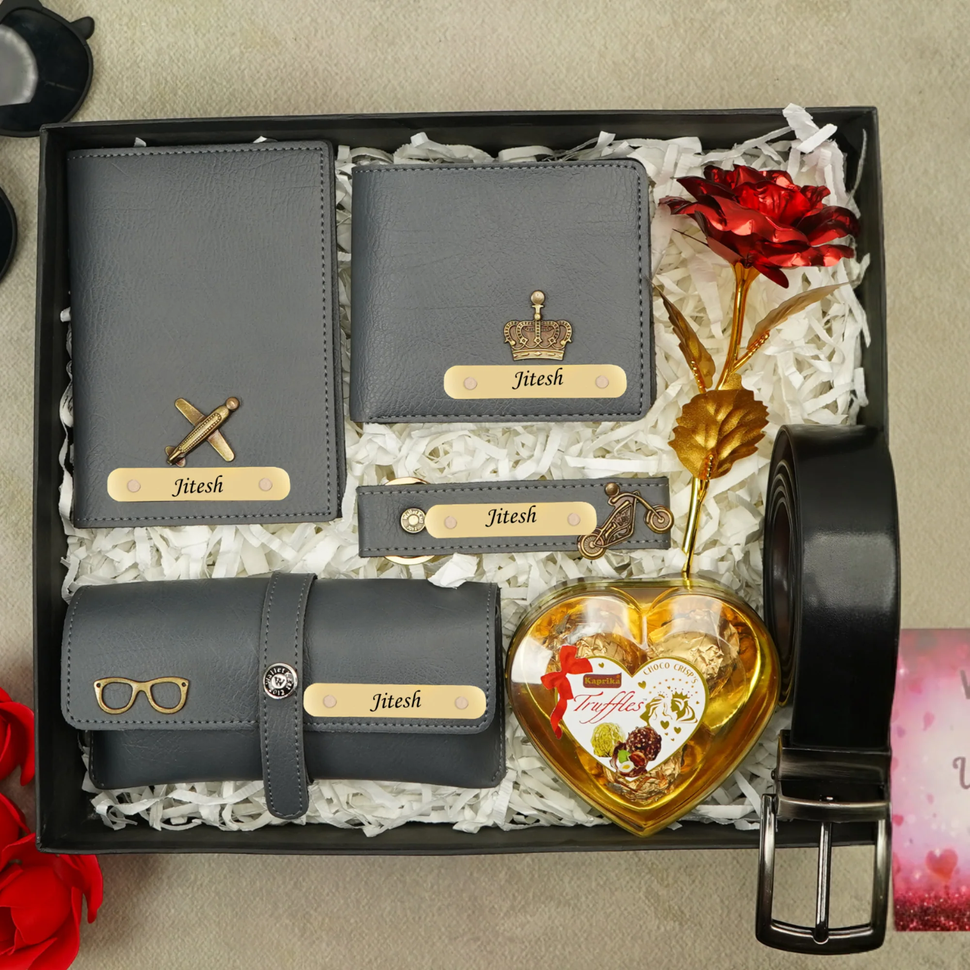A Tale of Love: Personalised Valentine Gift Set For Him With Name & Charm - Image 5