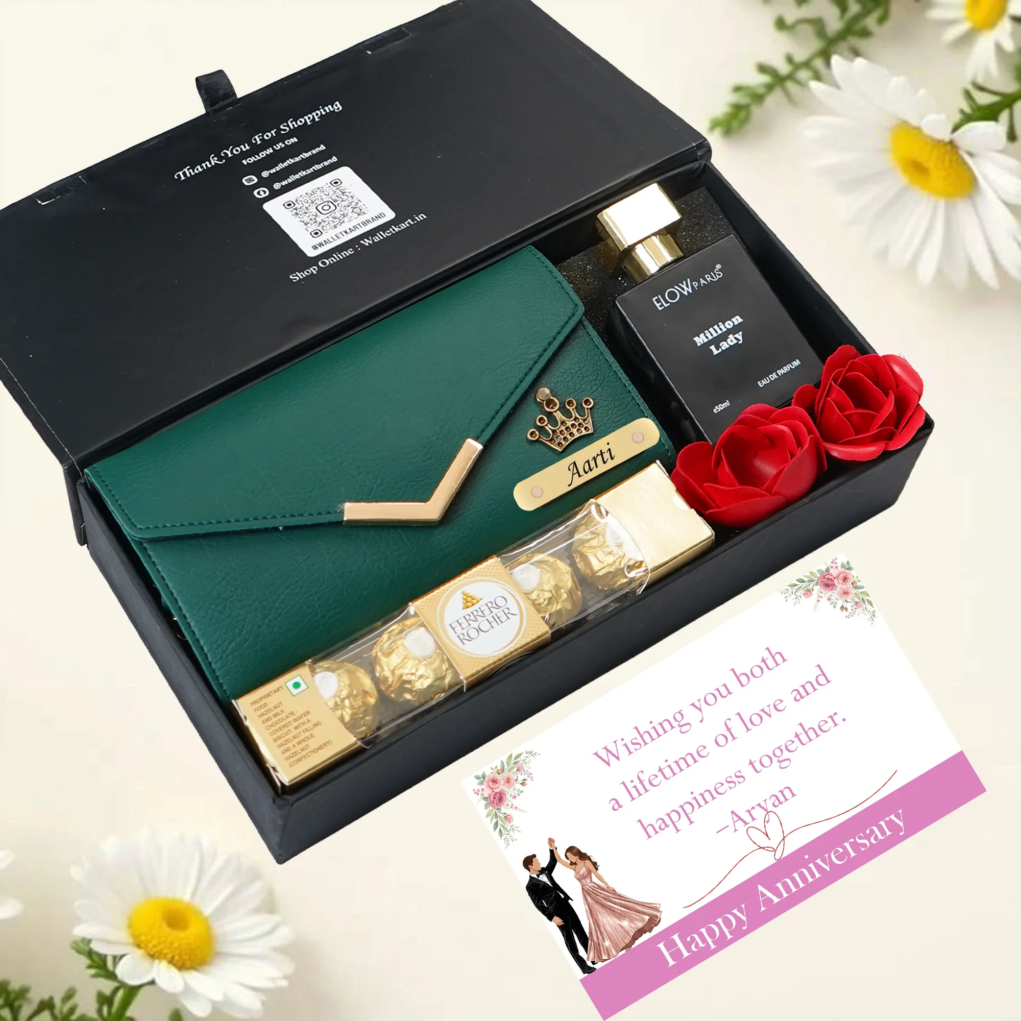 Anniversary Special Personalized Gift for Girlfriend & Wife – Women’s Clutch, Perfume & Chocolates - Image 5