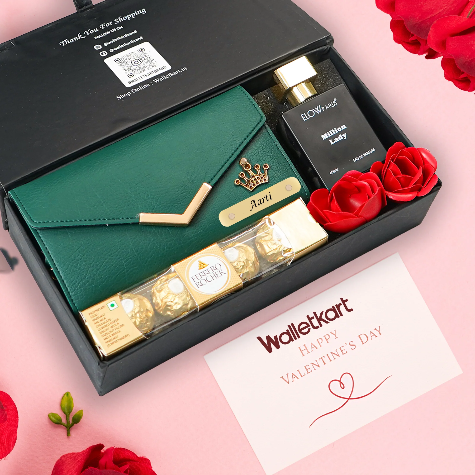 Valentine Special Personalised Gift for Girlfriend Wife – Women's Clutch, Perfume & Chocolates - Image 3