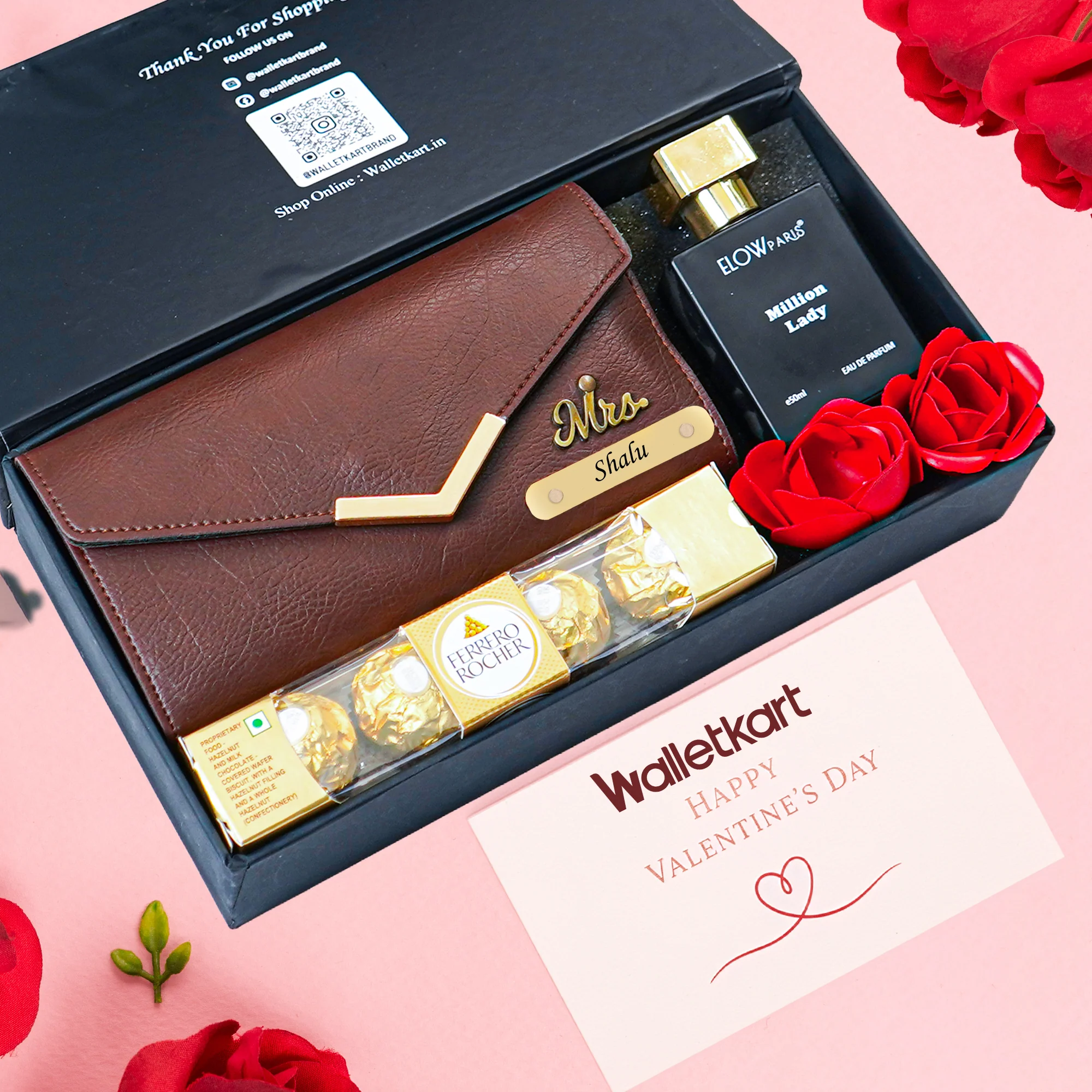 Valentine Special Personalised Gift for Girlfriend Wife – Women's Clutch, Perfume & Chocolates - Image 4