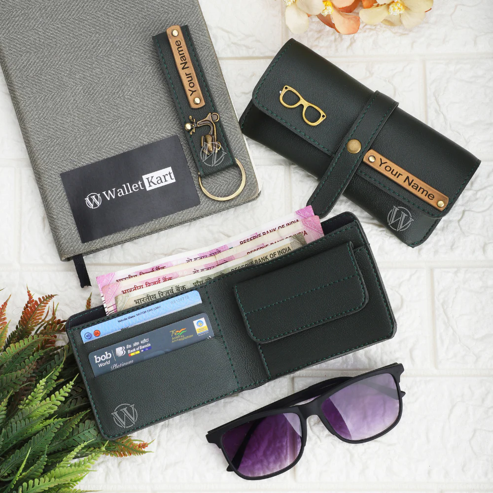 Personalized Men's Wallet, Keychain & Eyewear Case with Name & Charm - Image 11